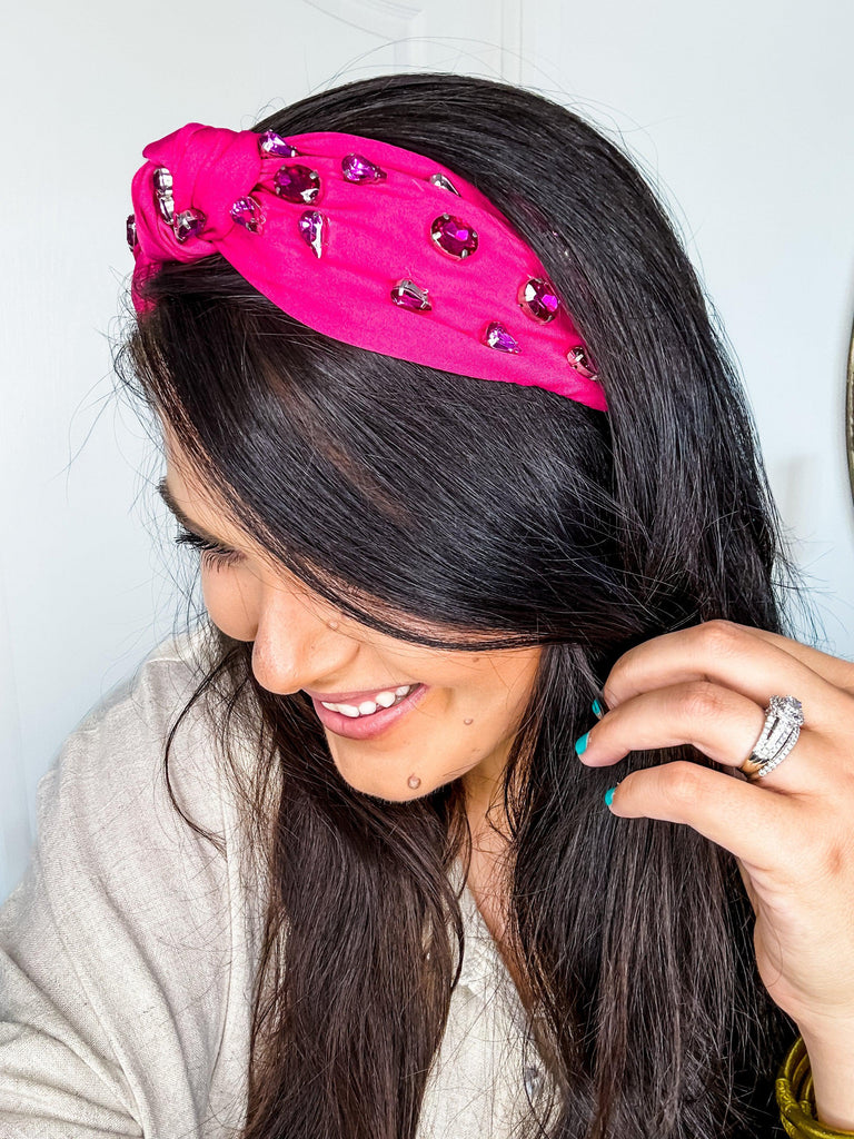 Beaded Fuschia Headband-Headband-Trendsetter Online Boutique, Women's Online Fashion Boutique Located in Edison, Georgia